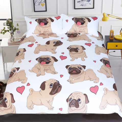 Cute Hippie Bulldog Print Bedding Set - Home Excelsior