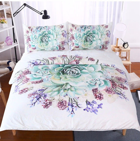 Green Succulents Bedding Sets - Home Excelsior