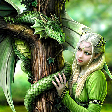 Princess And Dragon 5D DIY Diamond Painting - Home Excelsior