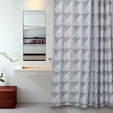 High-Quality White and Grey Waterproof Fabric Shower Curtain with 12 Hooks - Home Excelsior