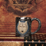 3D Stainless Steel Mug Skeleton Helmet Wolf Design - Home Excelsior
