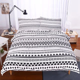 Modern Chic Reversible Geometric Black White Striped Bed Set - Home Excelsior