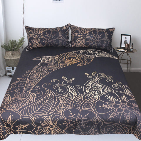Golden Dolphin Bedding Set - Home Excelsior