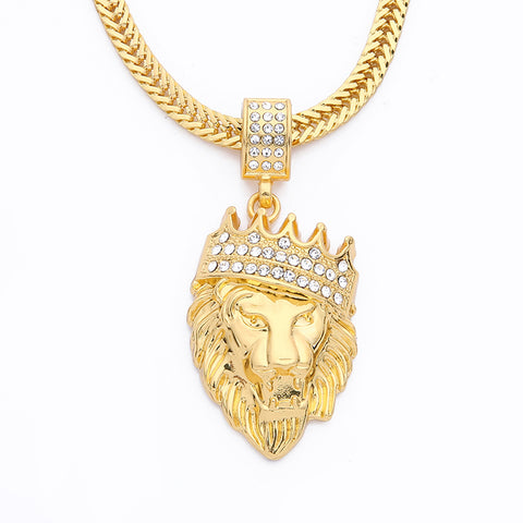 Gold Lion Head Pendant Necklace - Home Excelsior 