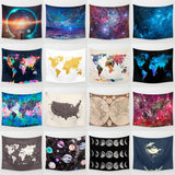 3D World Map Cosmos Galaxy Polyester Wall Tapestry - Home Excelsior 