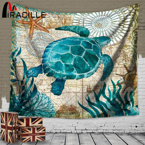 Marine Style Sea Turtle Wall Tapestry - Home Excelsior 