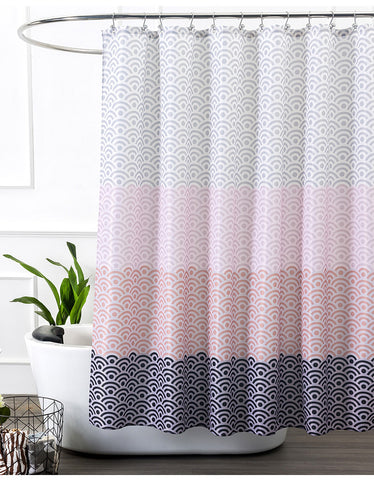 High-Quality Waterproof Long Pink Bathtub Shower Curtain, Fabric Liner with 12 Hooks - Home Excelsior 