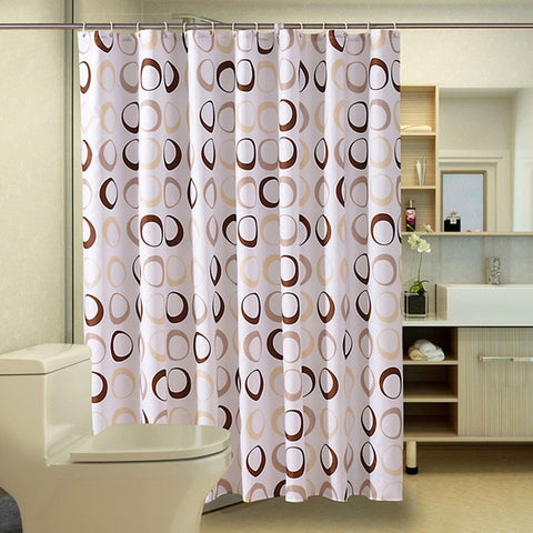 Circle Pattern Polyester Shower Curtains With Plastic Hooks