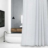 High-Quality White and Grey Waterproof Fabric Shower Curtain with 12 Hooks - Home Excelsior 