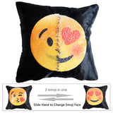 Reversible Sequin Emoji Cushion Cover - Home Excelsior 