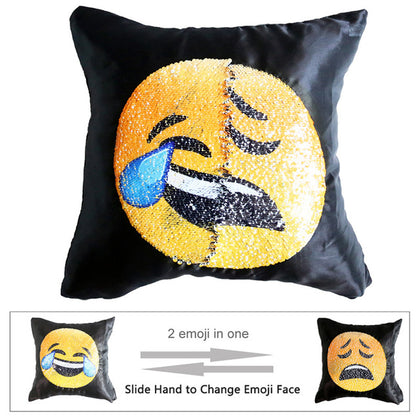 Reversible Sequin Emoji Cushion Cover - Home Excelsior 