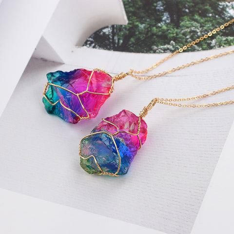 Rainbow Natural Stone Necklace - Home Excelsior 