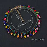 Embroidered Bohemian Colorful Plush Ball Tassel Choker Necklace Statement Jewelry - Home Excelsior 