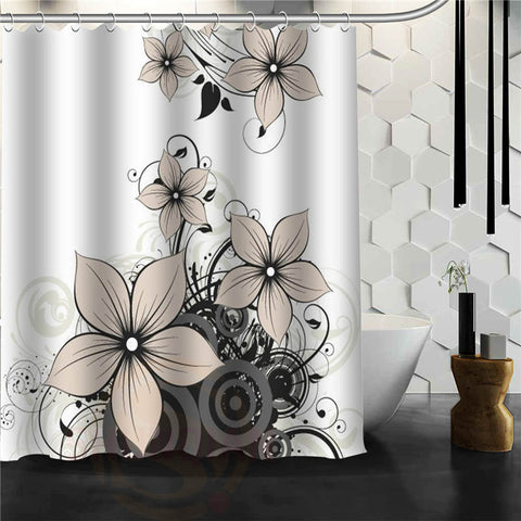 Flower Pattern Curtain with Hooks