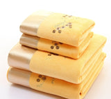 2pcs/set Microfiber Elegant Embroidered Towel Sets Solid 1pc Face Towel and 1pc Bath Towel.