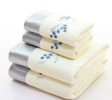 2pcs/set Microfiber Elegant Embroidered Towel Sets Solid 1pc Face Towel and 1pc Bath Towel.