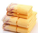 2pcs/set Microfiber Elegant Embroidered Towel Sets Solid 1pc Face Towel and 1pc Bath Towel.