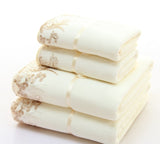 2pcs/set Microfiber Elegant Embroidered Towel Sets Solid 1pc Face Towel and 1pc Bath Towel.