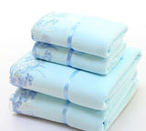 2pcs/set Microfiber Elegant Embroidered Towel Sets Solid 1pc Face Towel and 1pc Bath Towel.